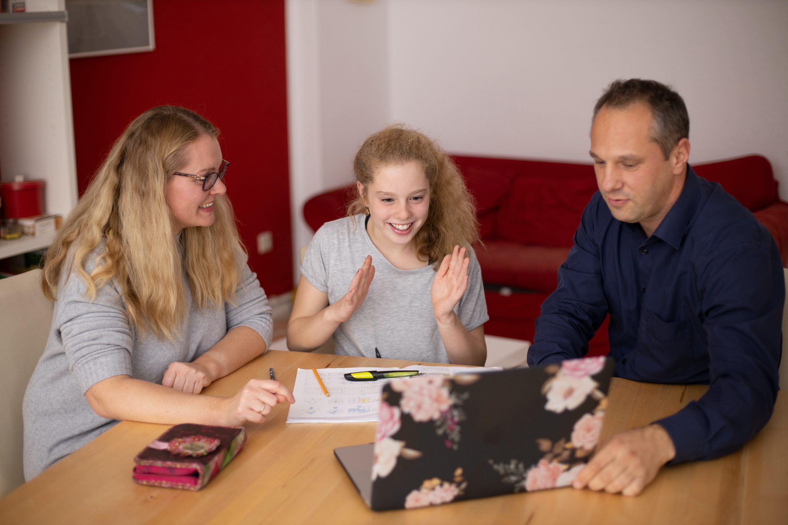 Parents communicating with their child.